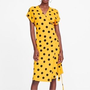 Yellow Polka Dot Zara Wrap Dress